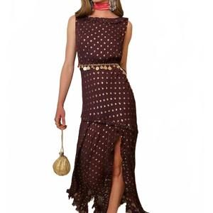 rixo polka dot dress brown Arella Maxi Dress Brown Polka Dot Collection